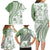 Green Hawaiian Quilt Pattern Family Matching Long Sleeve Bodycon Dress and Hawaiian Shirt Mixed Polynesian Tribal Arty