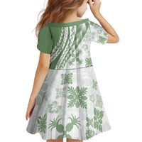 Green Hawaiian Quilt Pattern Family Matching Mermaid Dress and Hawaiian Shirt Mixed Polynesian Tribal Arty