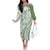 Green Hawaiian Quilt Pattern Family Matching Off The Shoulder Long Sleeve Dress and Hawaiian Shirt Mixed Polynesian Tribal Arty