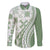 Green Hawaiian Quilt Pattern Family Matching Off Shoulder Short Dress and Hawaiian Shirt Mixed Polynesian Tribal Arty