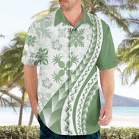 Green Hawaiian Quilt Pattern Hawaiian Shirt Mixed Polynesian Tribal Arty