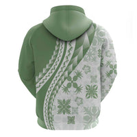 Green Hawaiian Quilt Pattern Hoodie Mixed Polynesian Tribal Arty