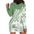 Green Hawaiian Quilt Pattern Hoodie Dress Mixed Polynesian Tribal Arty