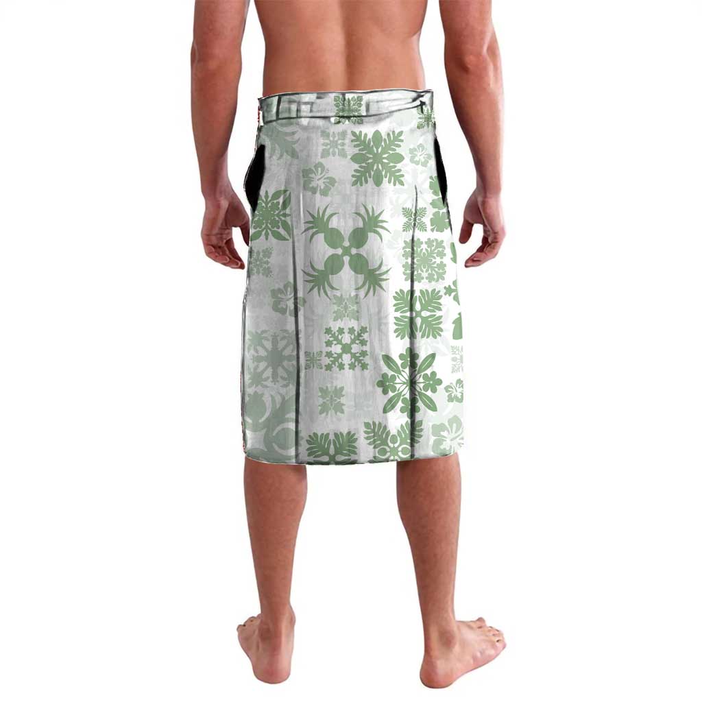 Green Hawaiian Quilt Pattern Lavalava Mixed Polynesian Tribal Arty