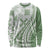 Green Hawaiian Quilt Pattern Long Sleeve Shirt Mixed Polynesian Tribal Arty