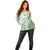 Green Hawaiian Quilt Pattern Off Shoulder Sweater Mixed Polynesian Tribal Arty