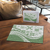 Green Hawaiian Quilt Pattern Puzzle Mixed Polynesian Tribal Arty - Polynesian Pride