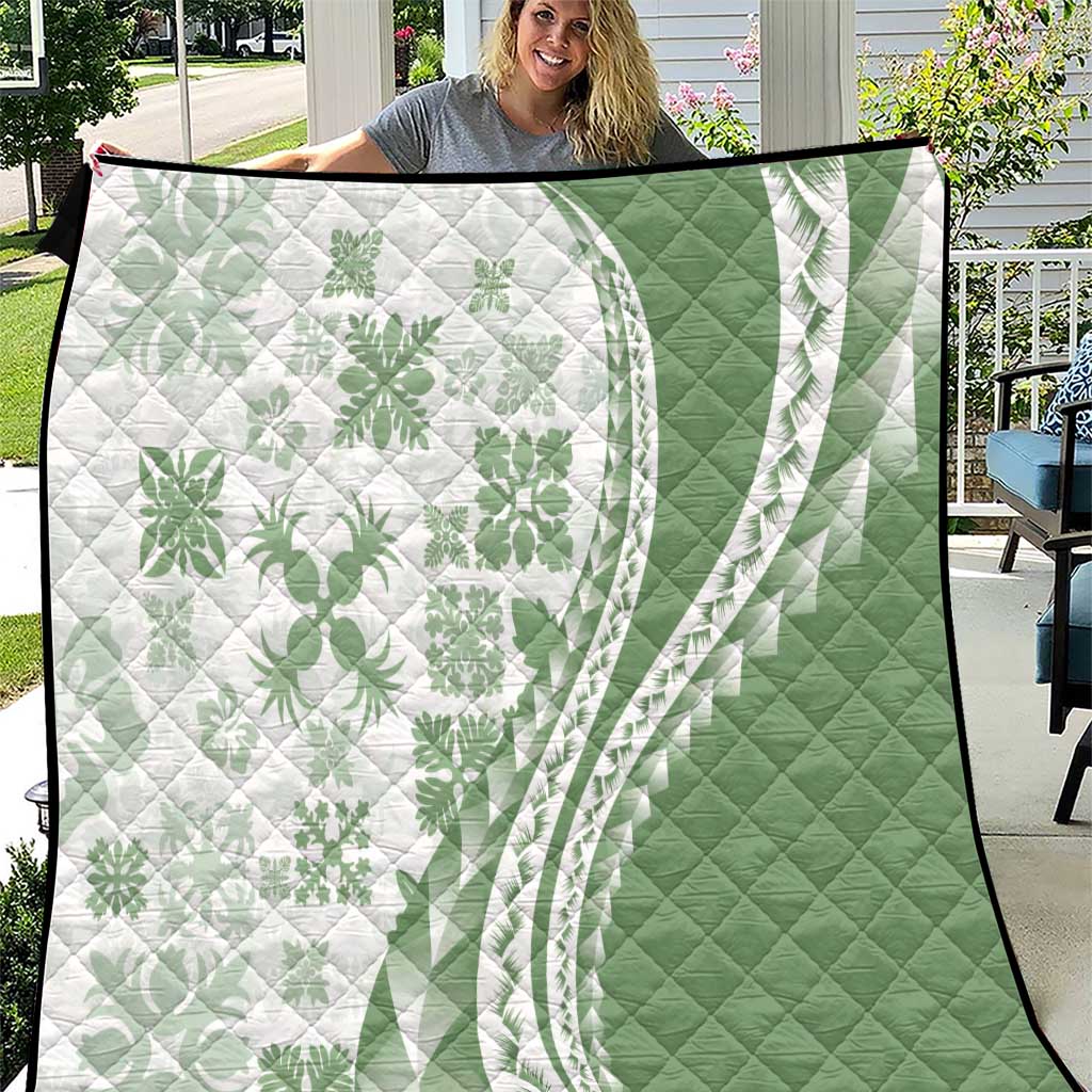 Green Hawaiian Quilt Pattern Quilt Mixed Polynesian Tribal Arty