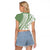 Green Hawaiian Quilt Pattern Raglan Cropped T Shirt Mixed Polynesian Tribal Arty