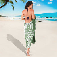 Green Hawaiian Quilt Pattern Sarong Mixed Polynesian Tribal Arty