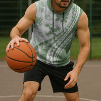 Green Hawaiian Quilt Pattern Sleeveless Hoodie Mixed Polynesian Tribal Arty - Polynesian Pride