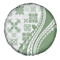 Green Hawaiian Quilt Pattern Spare Tire Cover Mixed Polynesian Tribal Arty