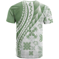 Green Hawaiian Quilt Pattern T Shirt Mixed Polynesian Tribal Arty