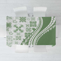 Green Hawaiian Quilt Pattern Tablecloth Mixed Polynesian Tribal Arty