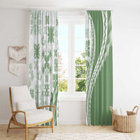 Green Hawaiian Quilt Pattern Window Curtain Mixed Polynesian Tribal Arty