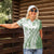 Green Hawaiian Quilt Pattern Women Polo Shirt Mixed Polynesian Tribal Arty