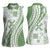 Green Hawaiian Quilt Pattern Women Sleeveless Polo Shirt Mixed Polynesian Tribal Arty
