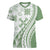 Green Hawaiian Quilt Pattern Women V-Neck T-Shirt Mixed Polynesian Tribal Arty