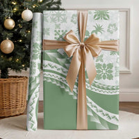 Green Hawaiian Quilt Pattern Wrapping Paper Mixed Polynesian Tribal Arty - Polynesian Pride