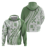 Green Hawaiian Quilt Pattern Zip Hoodie Mixed Polynesian Tribal Arty