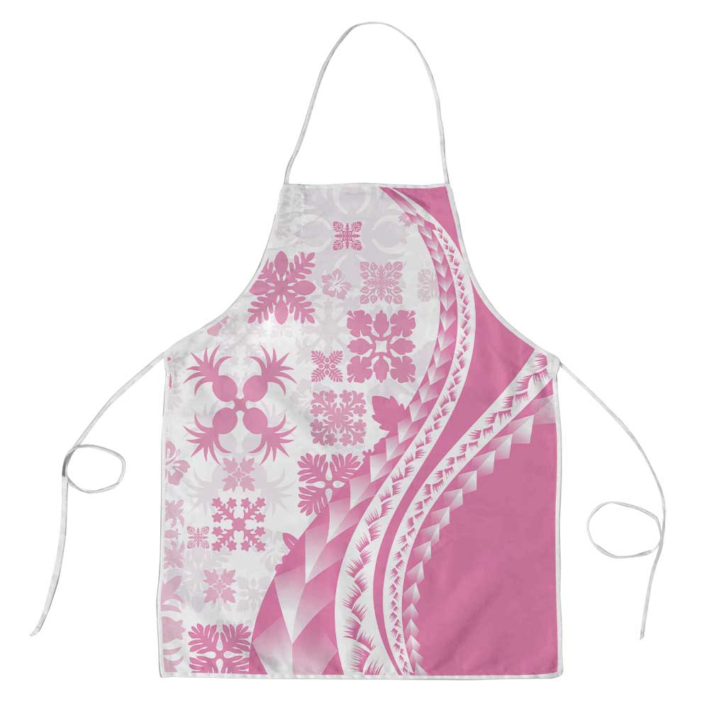 Pink Hawaiian Quilt Pattern Apron Mixed Polynesian Tribal Arty - Polynesian Pride