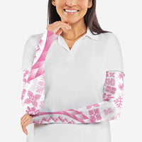 Pink Hawaiian Quilt Pattern Arm Sleeves Mixed Polynesian Tribal Arty - Polynesian Pride