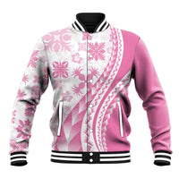 Pink Hawaiian Quilt Pattern Baseball Jacket Mixed Polynesian Tribal Arty LT9 Unisex Pink - Polynesian Pride