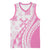 Pink Hawaiian Quilt Pattern Basketball Jersey Mixed Polynesian Tribal Arty - Polynesian Pride