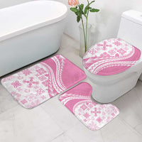 Pink Hawaiian Quilt Pattern Bathroom Set Mixed Polynesian Tribal Arty - Polynesian Pride