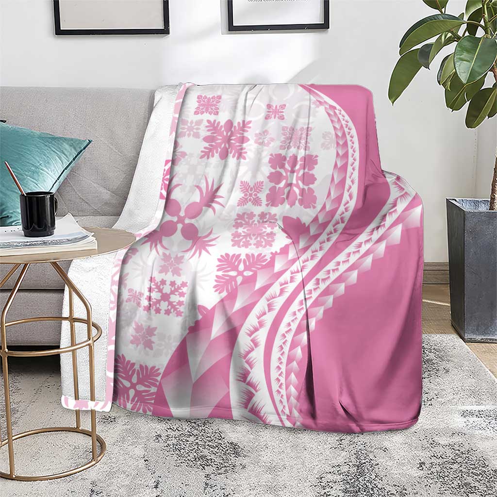 Pink Hawaiian Quilt Pattern Blanket Mixed Polynesian Tribal Arty