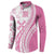 Pink Hawaiian Quilt Pattern Button Sweatshirt Mixed Polynesian Tribal Arty