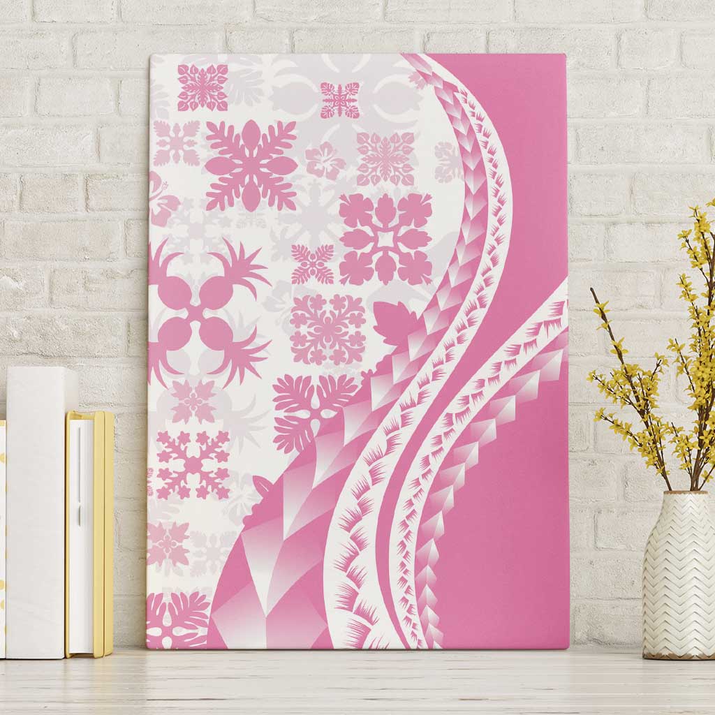 Pink Hawaiian Quilt Pattern Canvas Wall Art Mixed Polynesian Tribal Arty LT9 Without Frame Pink - Polynesian Pride