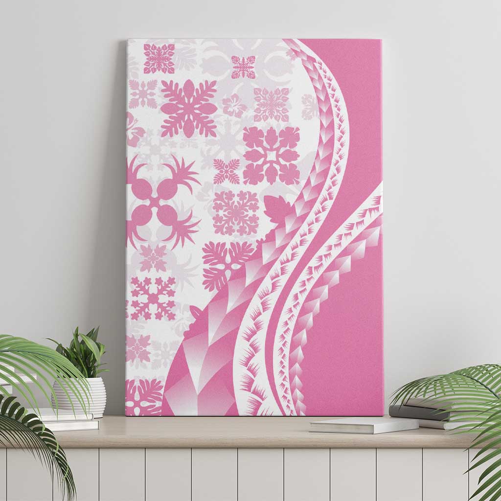 Pink Hawaiian Quilt Pattern Canvas Wall Art Mixed Polynesian Tribal Arty LT9 - Polynesian Pride