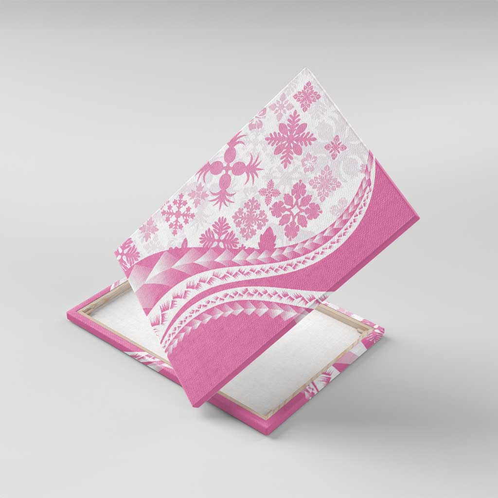 Pink Hawaiian Quilt Pattern Canvas Wall Art Mixed Polynesian Tribal Arty LT9 With Frame Pink - Polynesian Pride