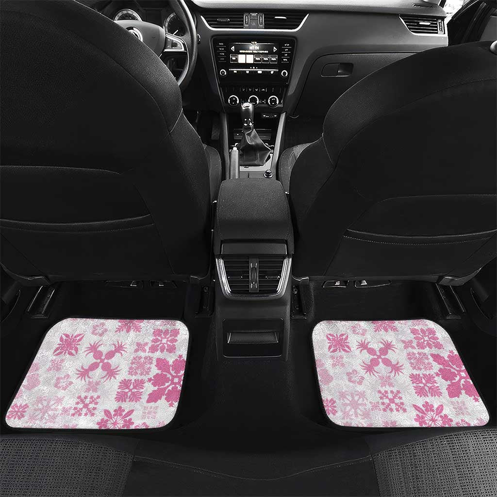Pink Hawaiian Quilt Pattern Car Mats Mixed Polynesian Tribal Arty