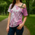 Pink Hawaiian Quilt Pattern Cross Shoulder Shirt Mixed Polynesian Tribal Arty - Polynesian Pride