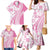 Pink Hawaiian Quilt Pattern Family Matching Mermaid Dress and Hawaiian Shirt Mixed Polynesian Tribal Arty