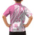 Pink Hawaiian Quilt Pattern Family Matching Off The Shoulder Long Sleeve Dress and Hawaiian Shirt Mixed Polynesian Tribal Arty