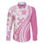 Pink Hawaiian Quilt Pattern Family Matching Off The Shoulder Long Sleeve Dress and Hawaiian Shirt Mixed Polynesian Tribal Arty