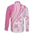 Pink Hawaiian Quilt Pattern Family Matching Off The Shoulder Long Sleeve Dress and Hawaiian Shirt Mixed Polynesian Tribal Arty