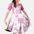 Pink Hawaiian Quilt Pattern Family Matching Off Shoulder Maxi Dress and Hawaiian Shirt Mixed Polynesian Tribal Arty