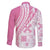 Pink Hawaiian Quilt Pattern Family Matching Puletasi and Hawaiian Shirt Mixed Polynesian Tribal Arty