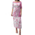 Pink Hawaiian Quilt Pattern Family Matching Puletasi and Hawaiian Shirt Mixed Polynesian Tribal Arty