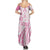 Pink Hawaiian Quilt Pattern Family Matching Summer Maxi Dress and Hawaiian Shirt Mixed Polynesian Tribal Arty