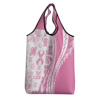 Pink Hawaiian Quilt Pattern Grocery Bag Mixed Polynesian Tribal Arty