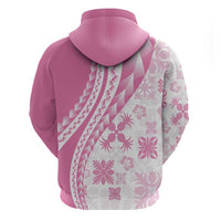 Pink Hawaiian Quilt Pattern Hoodie Mixed Polynesian Tribal Arty