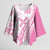 Pink Hawaiian Quilt Pattern Kimono Sleeve Blouse Mixed Polynesian Tribal Arty - Polynesian Pride