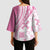 Pink Hawaiian Quilt Pattern Kimono Sleeve Blouse Mixed Polynesian Tribal Arty - Polynesian Pride