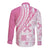 Pink Hawaiian Quilt Pattern Long Sleeve Button Shirt Mixed Polynesian Tribal Arty