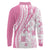 Pink Hawaiian Quilt Pattern Long Sleeve Polo Shirt Mixed Polynesian Tribal Arty